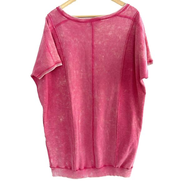 Anthropologie Saturday Sunday Dress Size Medium Pink Acid Wash Short Sleeve - Picture 7 of 8